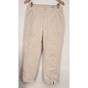 Banana Republic Women Cotton Cargo Pants Size 6 Beige Zipper Ankle Jogger Style